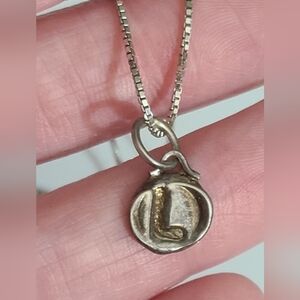 L waxing poetic initial charm pendant sterling silver 925 dainty retired vintage